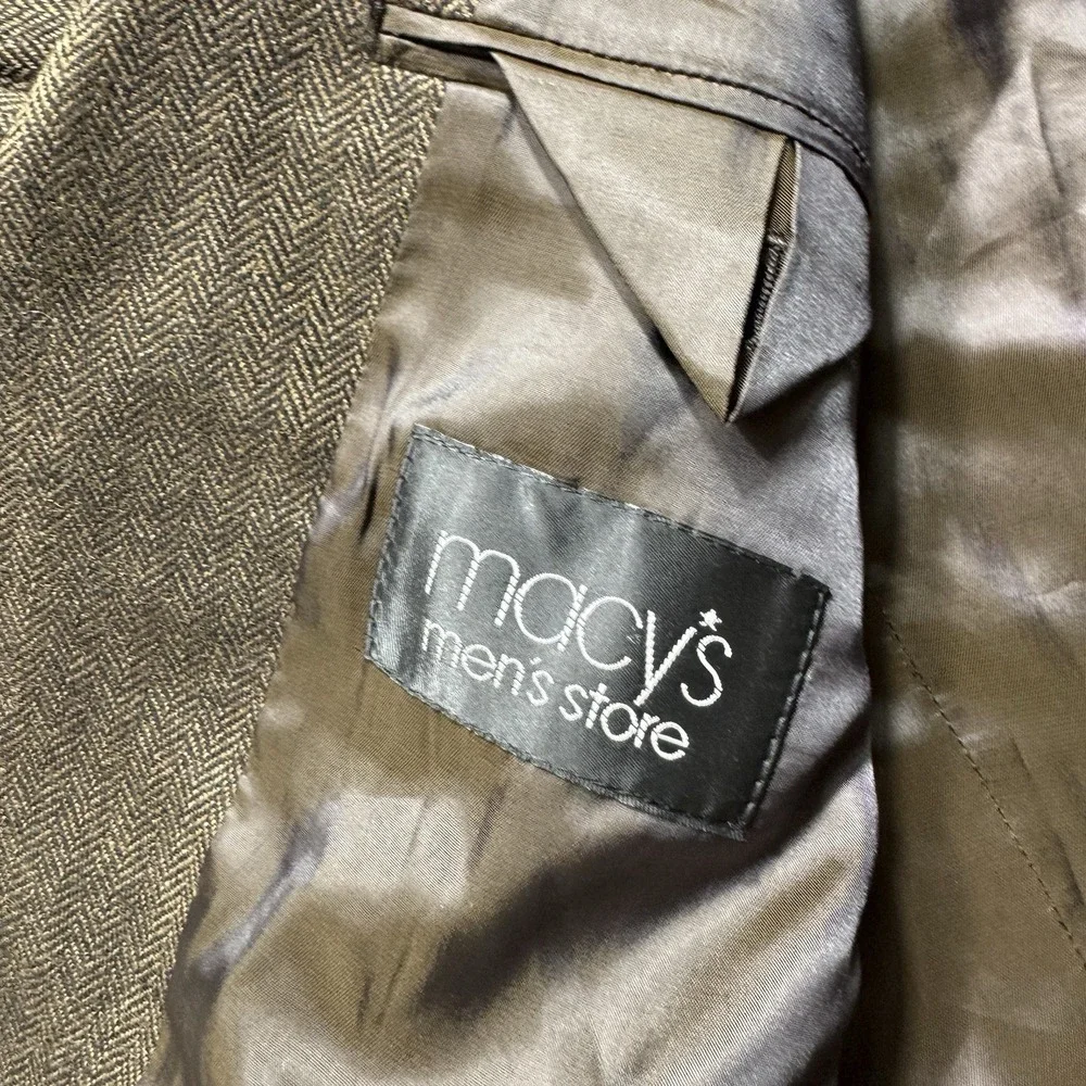 Lauren Ralph Lauren Jacket Mens 46 Blazer Two Button Lined Macys Herringbone